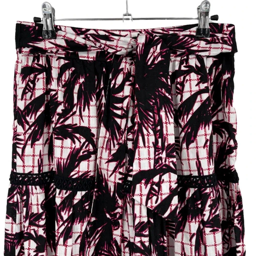 NWT - DIANE VON FURSTENBERG Lucia Tiered Cotton Midi Skirt in Palm White - Sz 6 - Picture 4 of 12